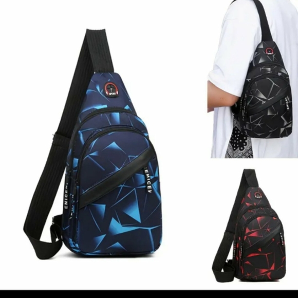 Nylon Chest Bags For Travel, lightweight, BLUE RED AND GREY AVAILABLE - Picture 1 of 8